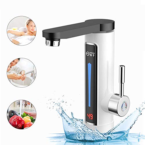 Electric Instant Heater Tap,220V Tankless Instant Hot Water Faucet with LED Digital Display,Supply Hot and Cold Water,Fast Heating Tap for Kitchen Bathroom