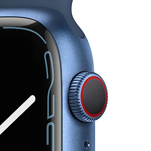 Apple Watch Series 7 (GPS + Cellular, 45mm) - Blue Aluminium Case with Abyss Blue Sport Band - Regular (Renewed)