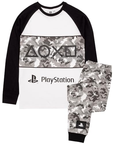 PlayStation Pyjamas For Boys | Kids Camo T Shirt With Trousers Gamer PJs | Console Controller Gamepad Merchandise