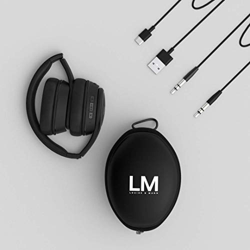 Louise&Mann Wireless Headphones Over Ear, Bluetooth Headphones 5.3, Foldable Lightweight with Soft Memory Foam Earmuffs, Built-in Mic with Wired Mode and Carry Case for Travel,Office,PC