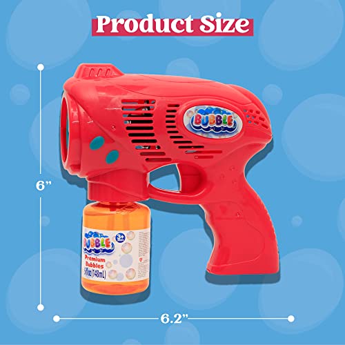 JOYIN 2 Bubble Guns with 2 Bubble Refill Solution (10 oz/294ml Total), Bubbles Maker, Blower, Machine Gun Blaster for Kids, Toddlers, Outdoors Activity, Party Favors, Birthday Gift, Easter (Blue+Red)