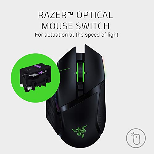 Razer Basilisk Ultimate - Wireless Gaming Mouse with 11 Programmable Buttons (Optical 20k Focus+ Sensor, Optical Mouse Switch, RGB Chroma, Customisable Scroll Wheel) Black