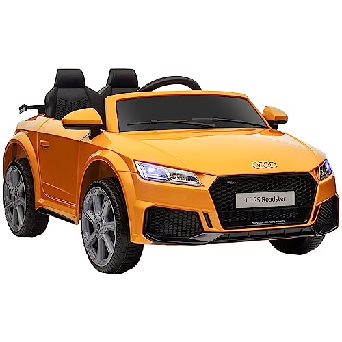 HOMCOM Audi TT RS Licensed 12V Kids Electric Ride On Car w/Parental Remote Forward Reverse, Lights, Horn, MP3 Player, Seatbelt - Yellow