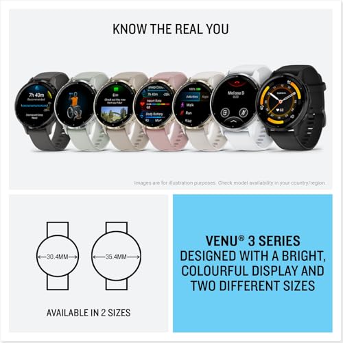 Garmin Venu 3S AMOLED GPS smaller sized Smartwatch with All-day Health Monitoring and Voice Functionality, Soft gold stainless steel bezel with ivory case and silicone band