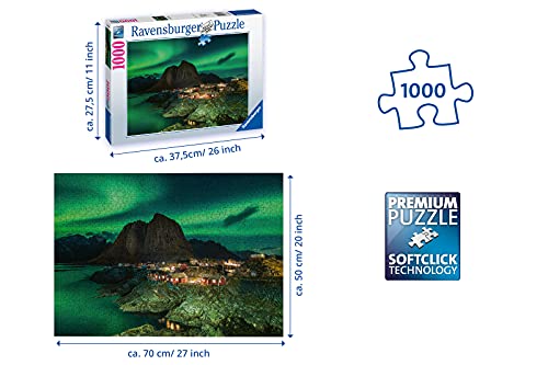 Ravensburger Northern Lights Over Hamnoy Norway 1000 Piece Jigsaw Puzzles for Adults & Kids Age 14 Years Up - Landscape Puzzle [Amazon Exclusive]