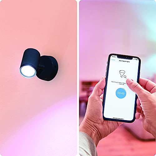 WiZ Colour Imageo Smart Connected WiFi Ceiling Light Spot Fixture. [1 Spot - Black] App Control for Indoor Home Lighting, Livingroom and Bedroom