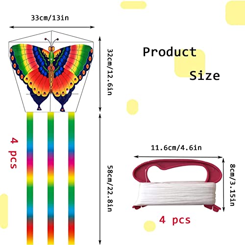 Xiuyer Kite For Kids And Audlts,4 Pcs Butterfly Plane Beginner Kites For Kids And Audlts Easy To Assemble And Fly Good For Beach And Summer Outdoor Toy With 4 Pcs 100m String And Swivel