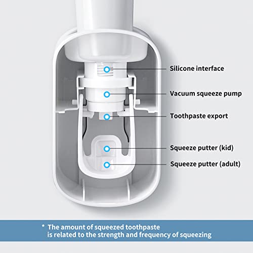 MOPMS Toothpaste Dispenser Wall Mounted for Bathroom Automatic Toothpaste Squeezer for Kids and Adult (Grey-1Pcs)