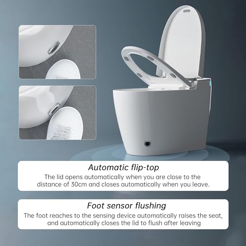 ITENGHUA Smart Toilet for bathrooms, smart bidet Auto Open/Close Lid, with Bidet Built In,Auto Dual Flush, heated toilet seat,Foot Kick Flush