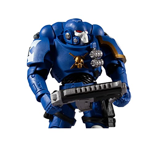 McFarlane Toys, Warhammer 40000 Ultramarine Reiver Action Figure with 22 Moving Parts, Multicolour Collectible Warhammer Figure with collectors stand base – Ages 12+