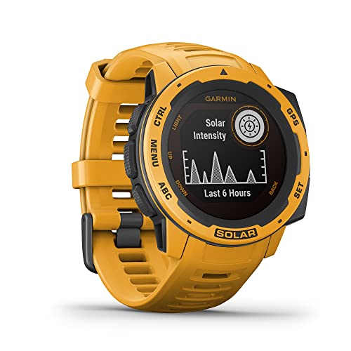 Garmin Instinct Solar, Solar-powered Rugged Outdoor Smartwatch, Built-in Sports Apps and Health Monitoring, Sunburst Yellow