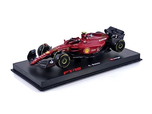 Bburago B18-36831S Formula 1 Ferrari F1-75 (2022) with Helmet SAINZ 143 Die-Cast Collectible Race Car, Model, Sport, pre-Built, Assorted Colours