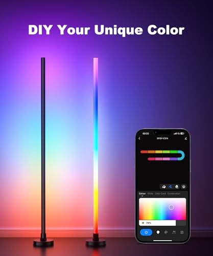 Ydene Smart LED Floor Lamp RGB Corner Light Mood Lighting with Alexa Google Assistant WiFi APP Colour Changing Standing Lamp with Tuya Music DIY Mode for Living Room Bedroom Gaming Room Decoration