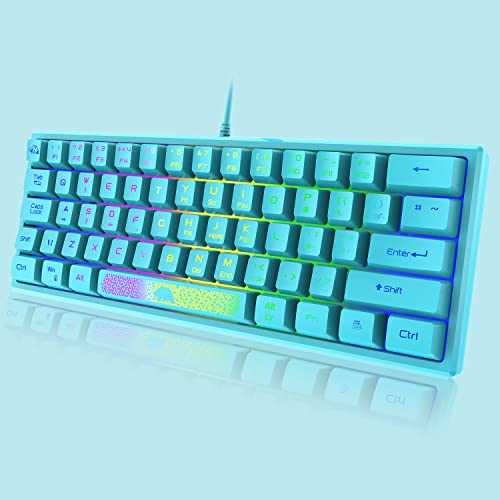 ZIYOU LANG K61 60% Percent Gaming Keyboard, Compact RGB Chroma Backlit STK61-Wired Mechanical Feel Membrane Keyboard, UK Layout Pro Mini 62 Keys, Waterproof, for PS4 XBOX PC Laptop Mac/Blue