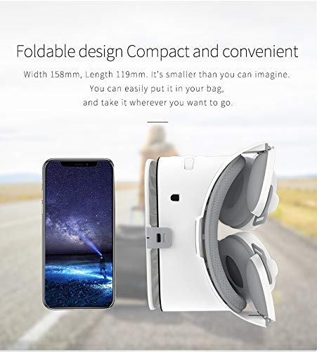 VR Set Virtual Reality VR for Phone, Wireless Bluetooth VR Headset VR Goggles 110°FOV, Support 4.7-6.2" Cellphone Compatible for Android iOS iPhone 13 12 11 Pro Mini X R S Samsung Phones (White)