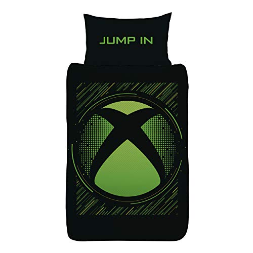 Coco Moon Xbox Green Black Blue Gaming Single Double or King Bed Duvet Bedding Set Genuine Microsoft Gamer Xbox Merchandise Gifts (Sphere, Single)