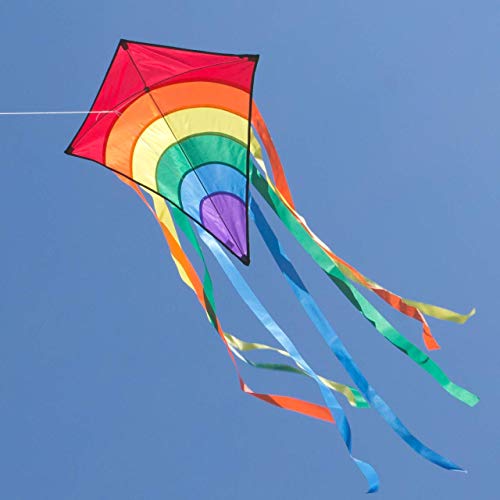 CIM Kite Set - Rainbow Eddy [2 Pcs blue/red] – single line kite for children from the age of 3 years up - 65x74cm - incl. 80m kite string and 8x105cm striped tails