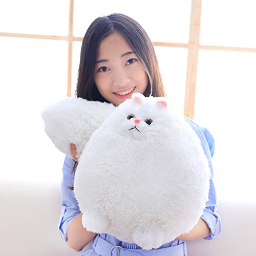 Winsterch Cuddly Cat Soft Toy Stuffed Cat Teddy Plush Animal Toy,Kids Birthday Baby Doll,White Cat Soft Toy (White, 30 CM)