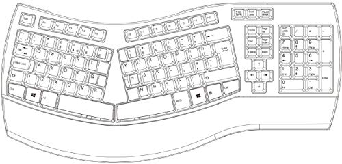 Perixx 11524 PERIBOARD-512 Wired Ergonomic Natural Split Keyboard with 7 Multimedia Keys, Black, UK Layout