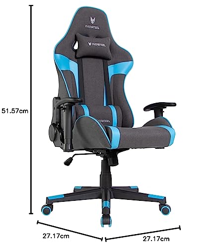 Oversteel - ULTIMET Professional Gaming Chair, Breathable Fabric, 2D Armrests, Height Adjustable, 180° Reclining Backrest, Gas Piston Class 3, Up to 120Kg, Black/Blue