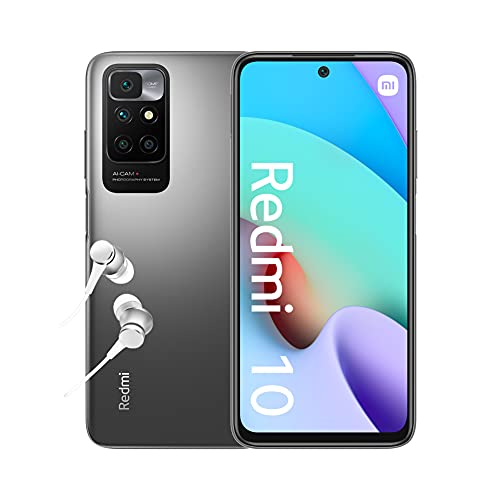 Xiaomi Redmi 10 - Smartphone 4+64GB, 6,5” FHD+ 90Hz DotDisplay, MediaTek Helio G88, 50MP AI quad Camera, 5000mAh, Carbon Gray (UK Version + 2 Years Warranty)