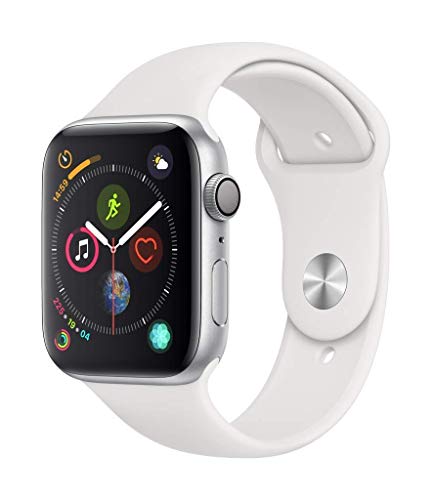 Apple Watch Series 4 (GPS, 44MM) - Silver Aluminium Case with White Sport Band (Renewed)