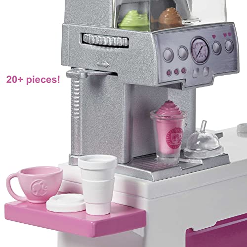 Barbie You Can Be Anything Doll, Coffee Shop Cafe Playset with Blonde Barbie Doll, 20 Doll Accessories and Toy Coffee Smoothie Maker, Toys for Ages 3 and Up, One Doll and One Coffee Shop, GMW03