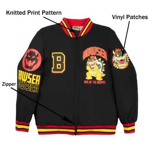 Nintendo Super Mario Bomber Jacket, Mario and Luigi Bomber Jacket, Bowser Black, 10-12