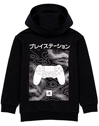 Playstation Kids Hoodie | Boys Girls Games Japanese Logo Black Jumper Jacket | Gamer Merchandise 5-6 Years