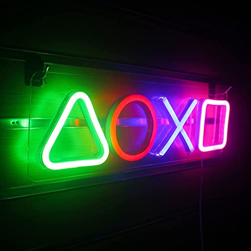 Gaming Neon Signs - Gamer Button Icons Neon Light Acrylic USB Powered LED Neon Light for Wall Decorations Gaming Gifts (Gaming Button)