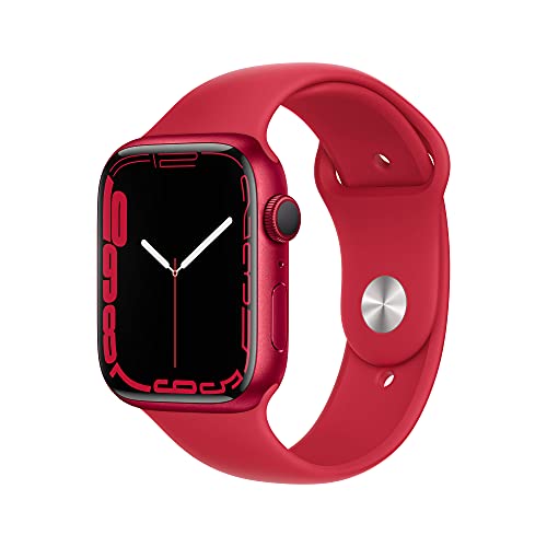 Apple Watch Series 7 (GPS, 45mm) Aluminium Case with RED Sport Band (Renewed)