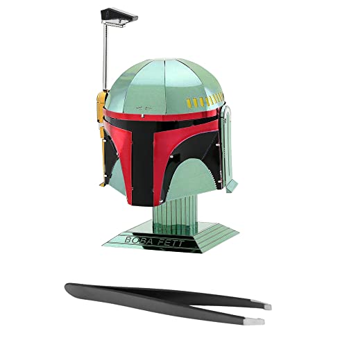 Metal Earth Fascinations Star Wars Boba Fett Helmet 3D Metal Model Kit Bundle with Tweezers