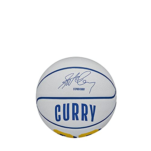 Wilson Basketball, NBA Player Icon Mini, Stephen Curry, Golden State Warriors, Outdoor and Indoor, Size: 3, Blue/Yellow