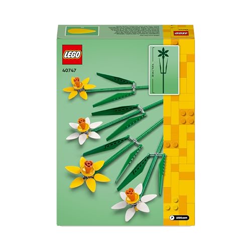 LEGO Creator Daffodils, Artificial Flowers Set for Kids, Build and Display This Bouquet at Home as Bedroom or Desk Decoration, Gifts for Girls, Boys, Teenagers and Fans 40747