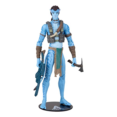 McFarlane Toys , Disney Avatar, World of Pandora 7-inch Jake Sully (Reef Battle) Classic Avatar Movie Action Figure with 22 Moving Parts, Disney Toys Collectible Figure with Collectors Stand, Ages 12+