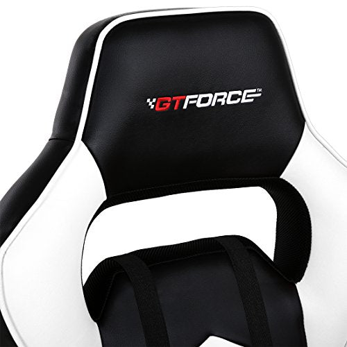 GTFORCE TURBO RECLINING SPORTS RACING GAMING OFFICE DESK PC CAR FAUX LEATHER CHAIR (White)