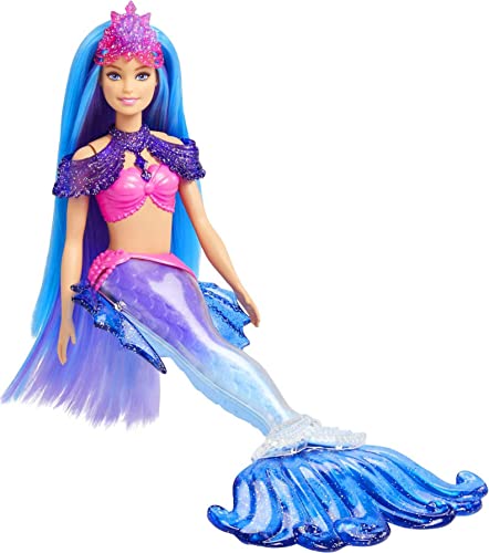 Mermaid Barbie 'Malibu' Doll with Seahorse Pet and Accessories, Mermaid Toys with Interchangeable Fins, HHG52