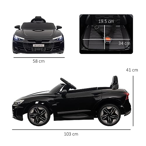 HOMCOM Audi RS e-tron GT Licensed Electric Cars for Kids Electric Ride-ons 12V Battery Powered Toy w/Remote Control Music, for 3-5 years, Black