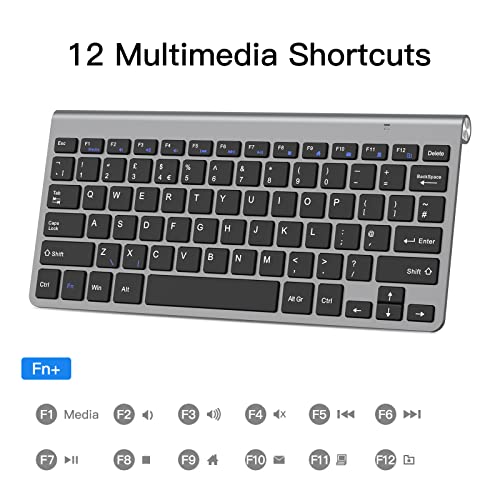 PINKCAT 2.4G Wireless Keyboard, Ultra Slim Ergonomic Quiet Compact Portable Keyboard with Media Hotkeys for Computer Desktop PC Laptop Surface Smart TV Notebook and Windows