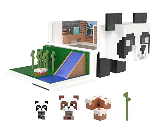 Minecraft Toys Panda Playhouse Playset and Mob Head Mini Figure, Gift for Kids, HLL25