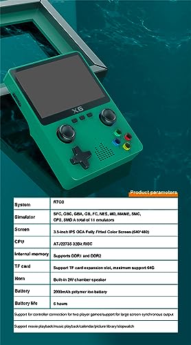 X6 Handheld Games Consoles, Built In 10000+ Games, 3.5 Inch IPS Screen Retro Games Console, 11 Emulators Retro Handheld Game Console With Dual 3D Joystick, Supports two-Player Games