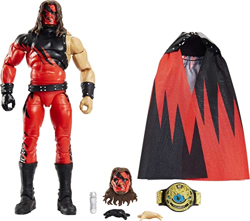 WWE Ultimate Edition Kane Action Figure, 6-inch Collectible with Interchangeable Head, Swappable Hands & Entrance Cape for Ages 8 Years Old & Up