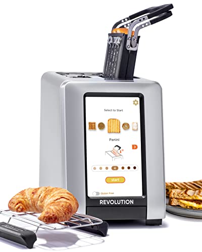 Revolution R270 High-Speed Touchscreen Toaster, 2-Slice Smart Toaster with Patented InstaGLO Technology, Warming Rack & Panini Press, Silver