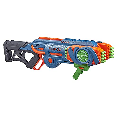 NERF Elite 2.0 Flipshots Flip-32 Blaster with 32 Dart Barrels That Flip to Double Your Firepower, 32-Dart Capacity, 32 Elite Darts