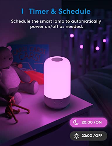 meross Smart Table Lamp, WiFi Lamp Support Apple HomeKit Alexa Google Assistant SmartThings, Bedroom Touch Lamp RGBWW Colour Voice Remote app Control (2.4GHz WiFi Only)