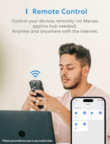 Meross Smart Plug with Energy Monitoring, Mini Smart WiFi Plug Work with Alexa, Google Home, SmartThings, Smart Socket Remote Control Timer Plug, No Hub Required, 13A, 2 Packs
