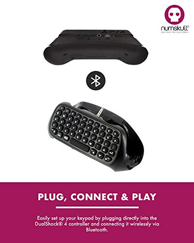 Numskull Sony PlayStation 4 Bluetooth Wireless Mini Keyboard Gadget, Wireless Bluetooth Chat Pad with Voice Chat Speaker for PS4 DualShock 4 Controller