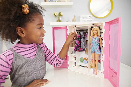 Barbie Fashionistas Ultimate Closet Portable Fashion Toy with Doll, Clothing, Accessories and Hangars, Gift for 3 to 8 Year Olds, GBK12