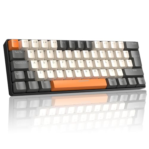 UK Layout 60% Percent Gaming Mechanical Keyboard, 62-Key Ultra-Compact Brown Switches Wired Office Mixed-Colored Keyboard with ABS keycaps, 19 RGB Backlight Modes for Computer/Laptop-milkshake