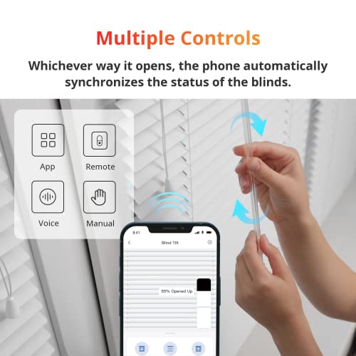 SwitchBot Blind Tilt Motorized Blinds - Smart Electric Blinds with Bluetooth Remote Control, Solar Powered, Light Sensing Control, Add Hub to Work with Alexa & Google Home